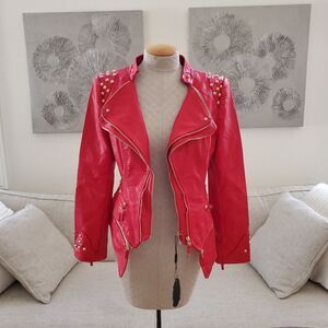 SX Honey Pot Faux Leather Studded Jacket sz Med